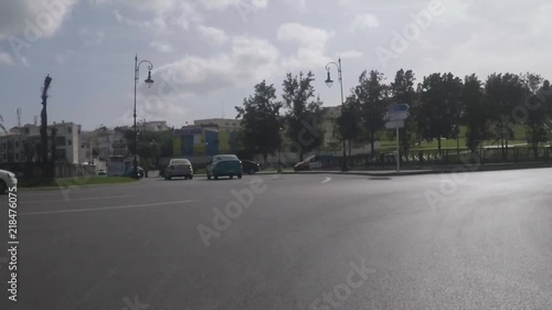 Driving a car Pov accelerate Shot tanger City At noon, biggest city of north Morocco.