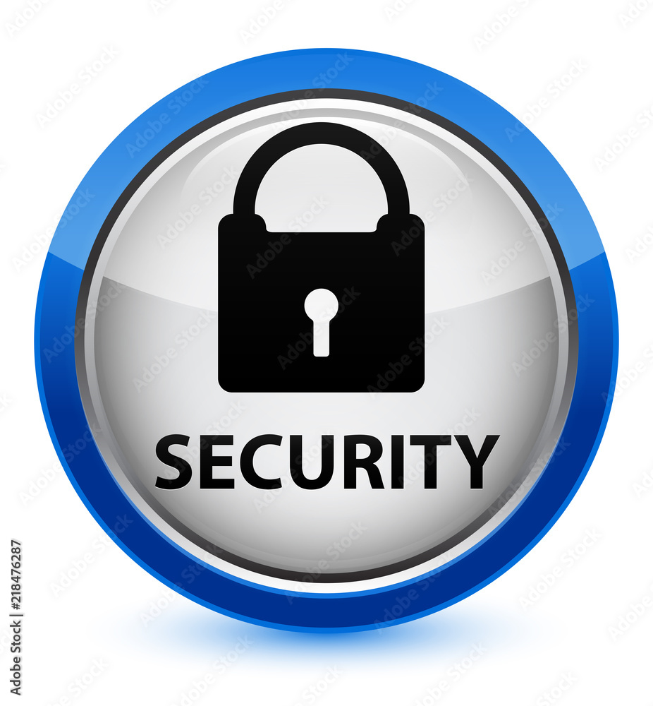 Security (padlock icon) crystal blue round button Security (padlock icon) crystal blue round button