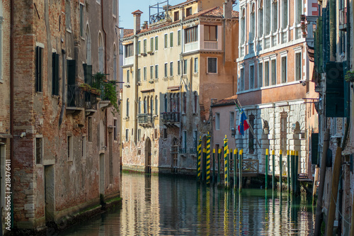 View of a water channel in Venice Italy 