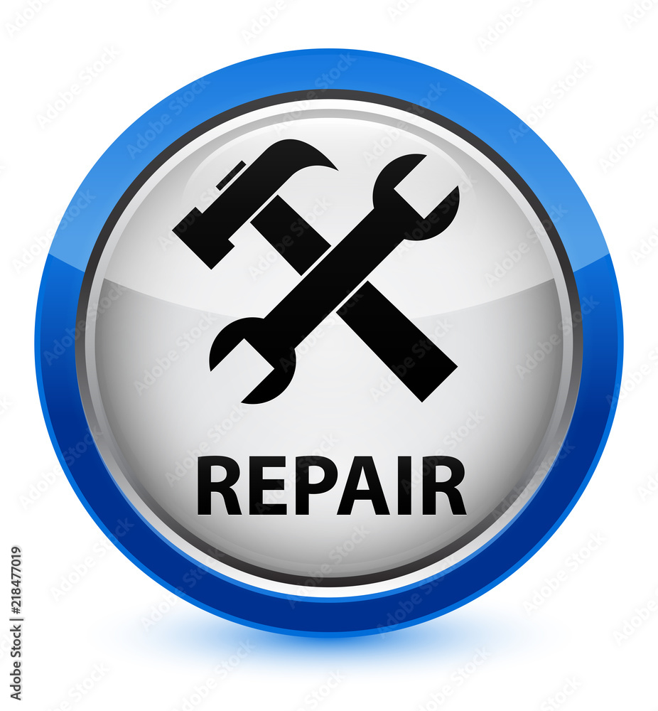 Repair (tools icon) crystal blue round button Repair (tools icon) crystal blue round button