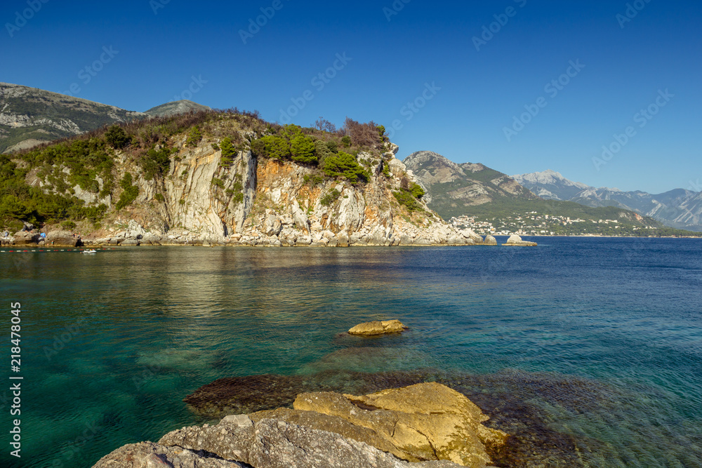  beautiful beach on the Adriatic Sea. Montenegro.
