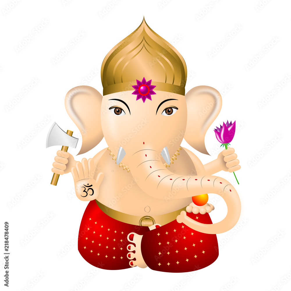 Ganesha - indian god - illustration, white background