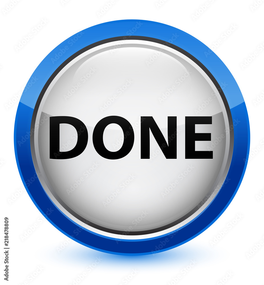 Done crystal blue round button Done crystal blue round button