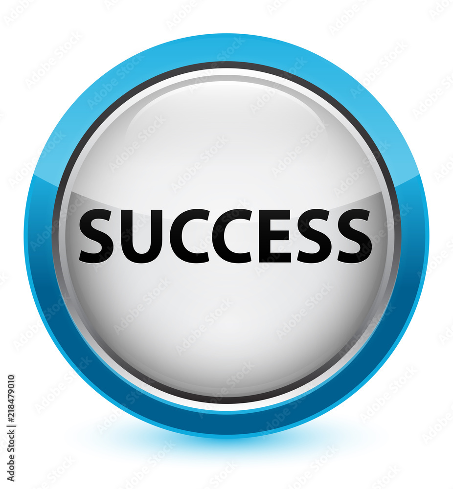 Success crystal cyan blue round button Success crystal cyan blue round button