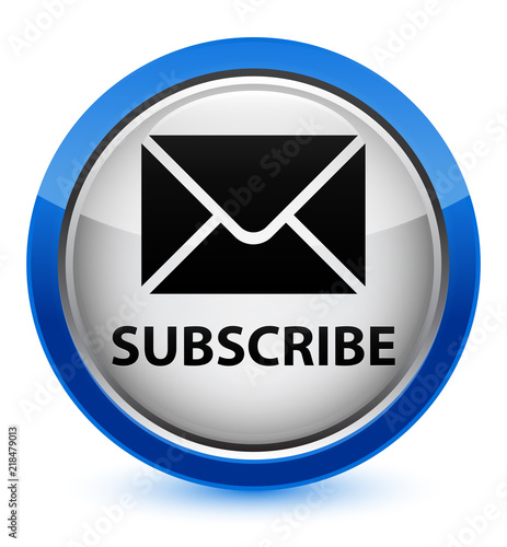 Subscribe (email icon) crystal blue round button