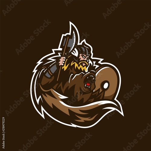 barbarian viking knight esport gaming mascot logo template