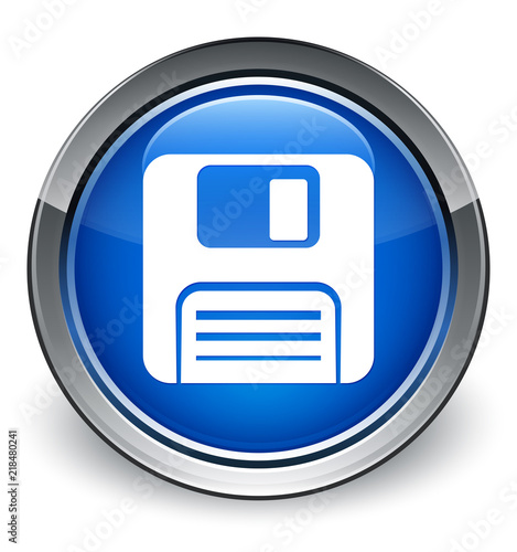 Floppy disk icon optimum blue round button