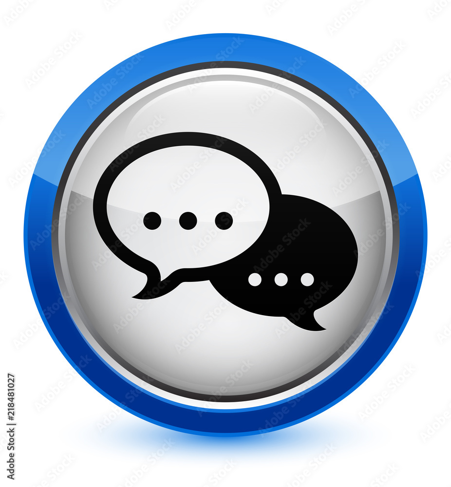 Talk bubble icon crystal blue round button Talk bubble icon crystal blue round button