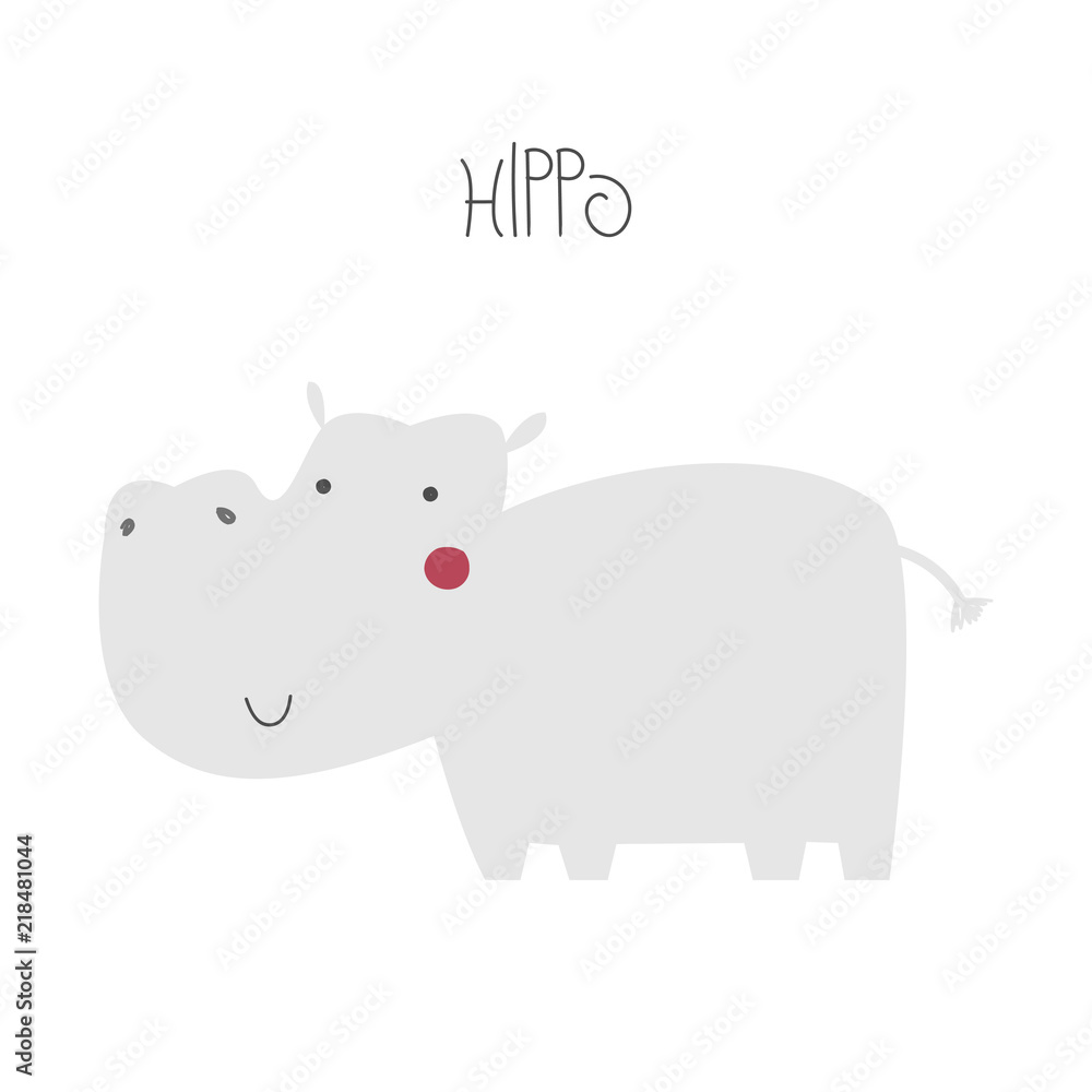 Cute cartoon hippopotamus. Kids graphic. Vector hand drawn illustration. Cute cartoon hippopotamus. Kids graphic. Vector hand drawn illustration.