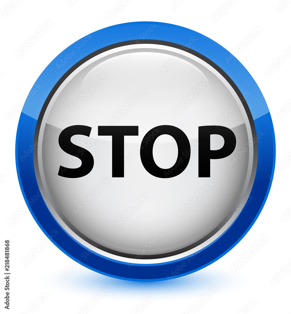 Stop crystal blue round button Stop crystal blue round button