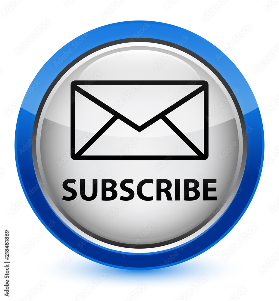 Subscribe (email icon) crystal blue round button Subscribe (email icon) crystal blue round button
