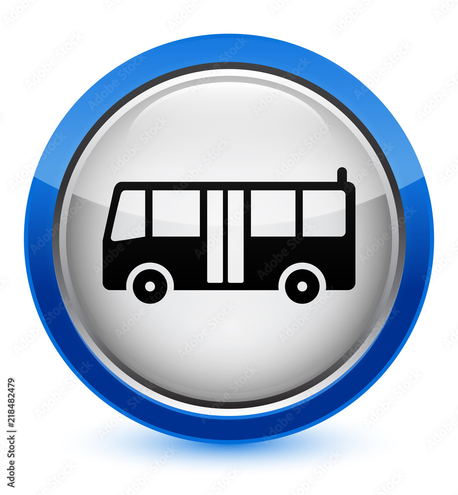 Bus icon crystal blue round button Bus icon crystal blue round button