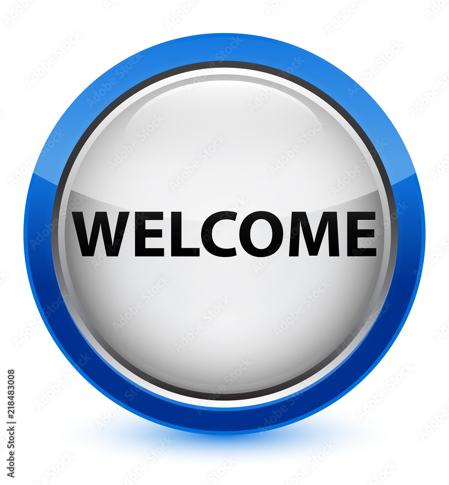 Welcome crystal blue round button Welcome crystal blue round button