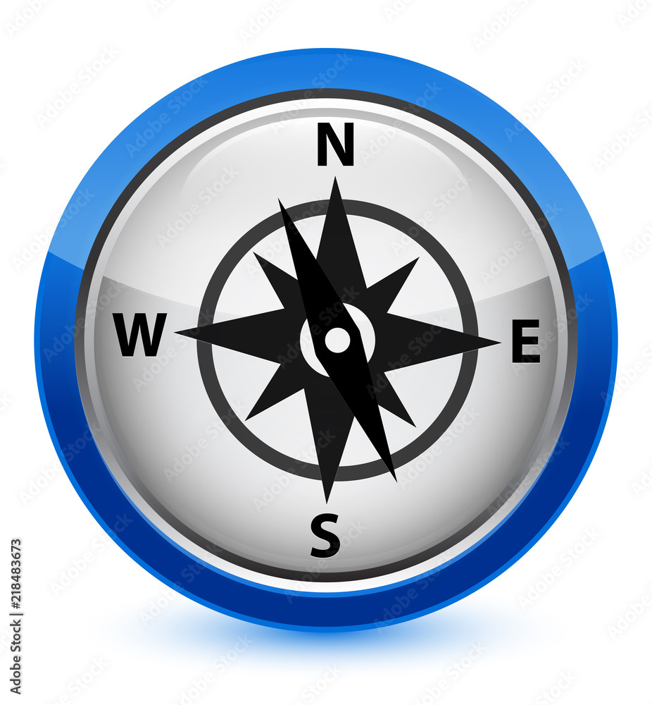 Compass icon crystal blue round button Compass icon crystal blue round button