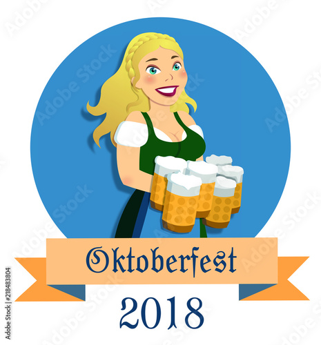Banner schöne Frau Oktoberfest 2018 grün