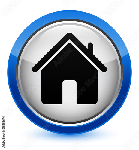 Home icon crystal blue round button