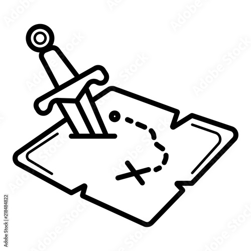 Adventure map with marked and a knife icon