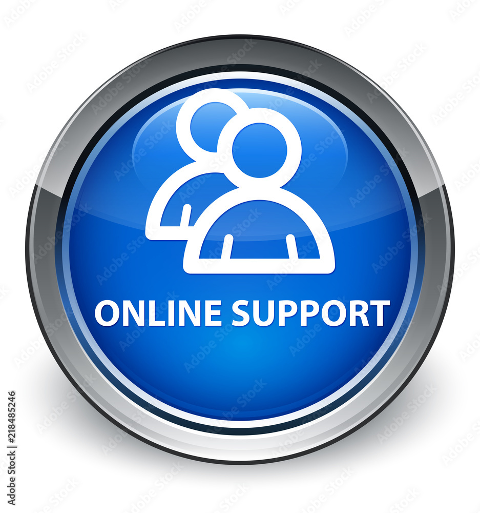 Online support (group icon) optimum blue round button Online support (group icon) optimum blue round button