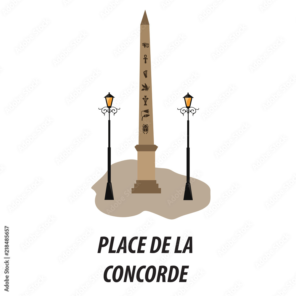 Fototapeta premium the illustration with the place de la concorde of Paris