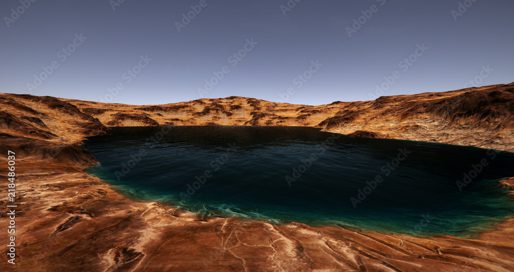 Extremely detailed and realistic high resolution 3d illustration of a Mars like Planet