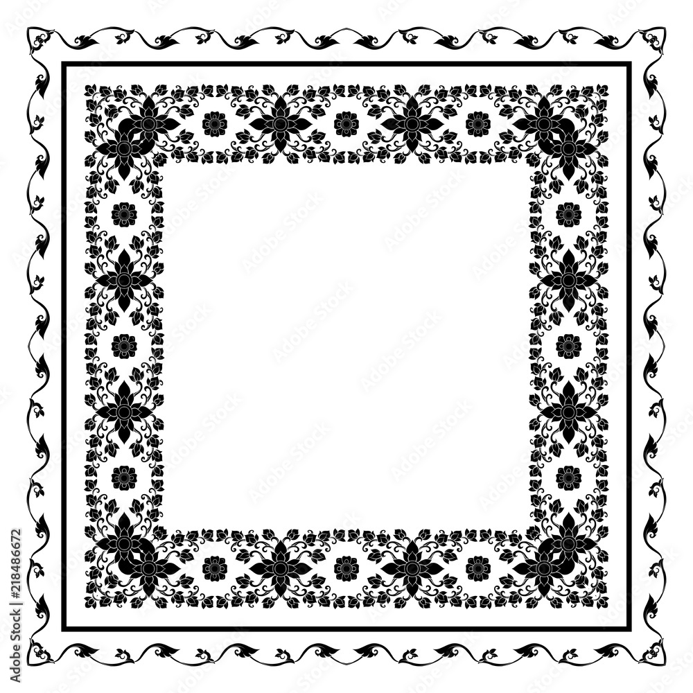 Square pattern with decorative outline elements of traditional Square pattern with decorative outline elements of traditional