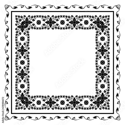 Square pattern with decorative outline elements of traditional