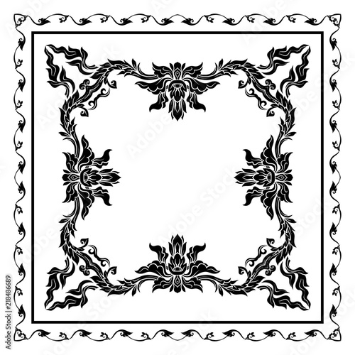 Square pattern with decorative outline elements of traditional