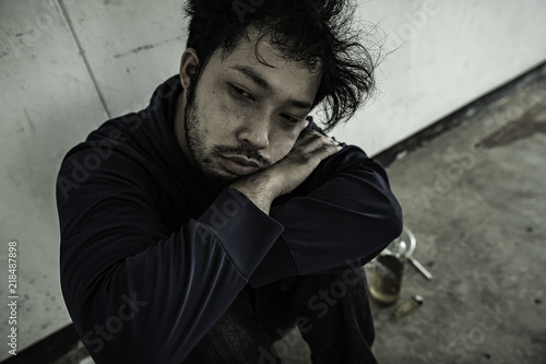 Slika na platnu Men with depression from severe drug addiction