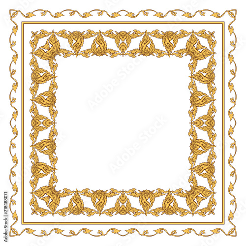 Square pattern with decorative outline elements of traditional