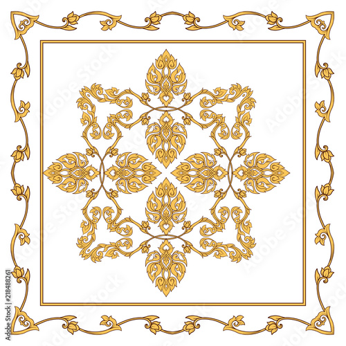 Square pattern with decorative outline elements of traditional
