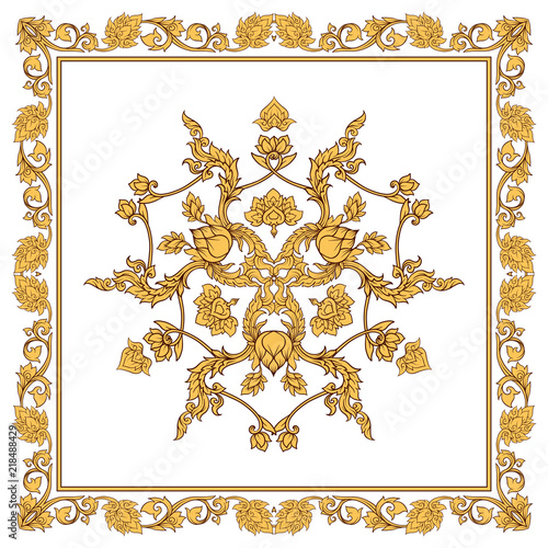 Square pattern with decorative outline elements of traditional