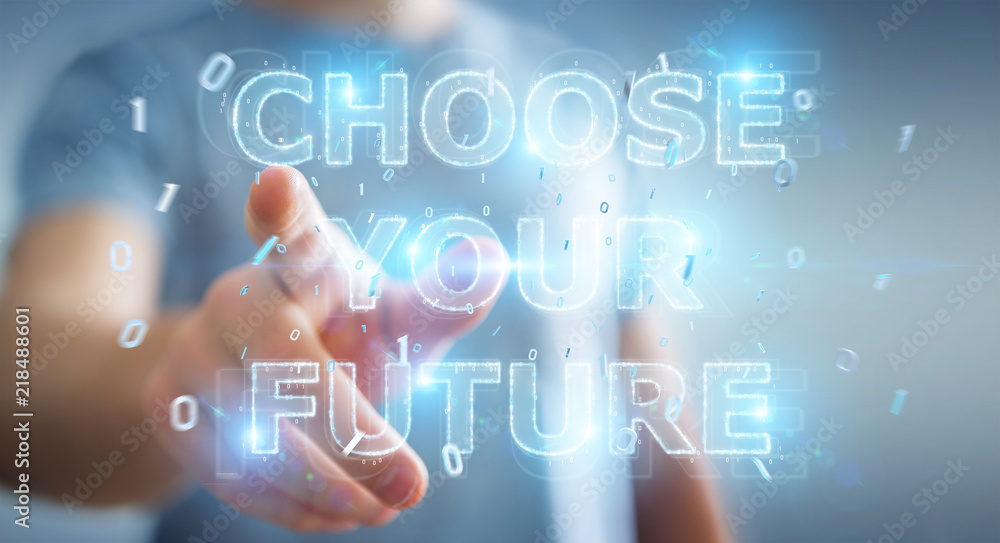 Businessman using future text interface 3D rendering Businessman using future text interface 3D rendering