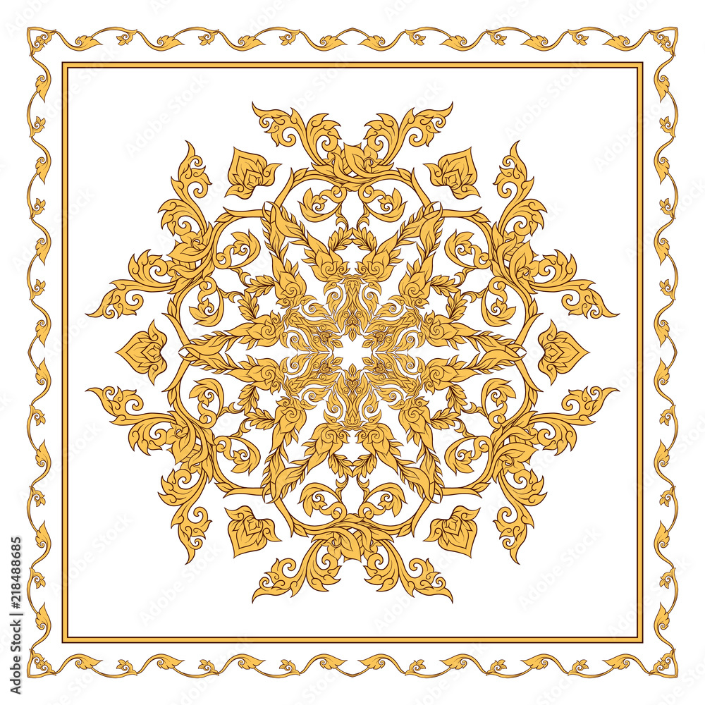 Square pattern with decorative outline elements of traditional Square pattern with decorative outline elements of traditional