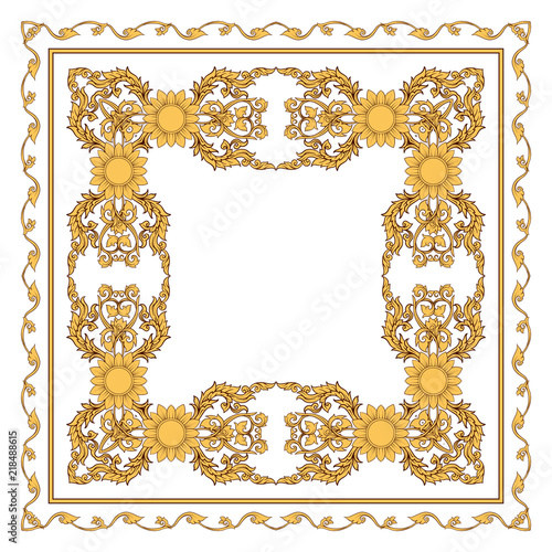 Square pattern with decorative outline elements of traditional