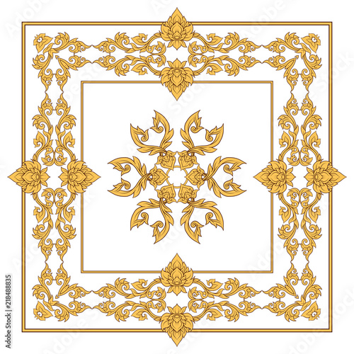 Square pattern with decorative outline elements of traditional