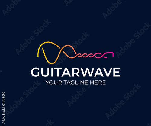 Guitar sound wave logo design. Audio waves vector design. Guitar waveform logotype