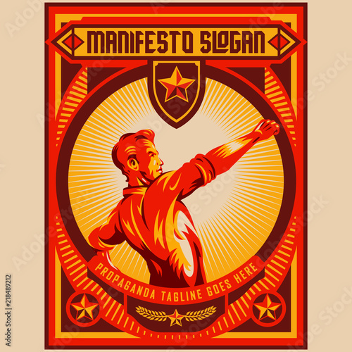 Retro Remonstrance Propaganda Posters Elements Background Set