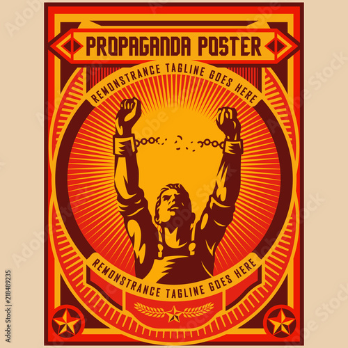 Retro Freedom Propaganda Posters Elements Background Set