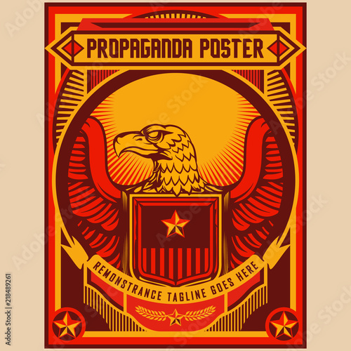 Retro Eagle Propaganda Posters Elements Background Set