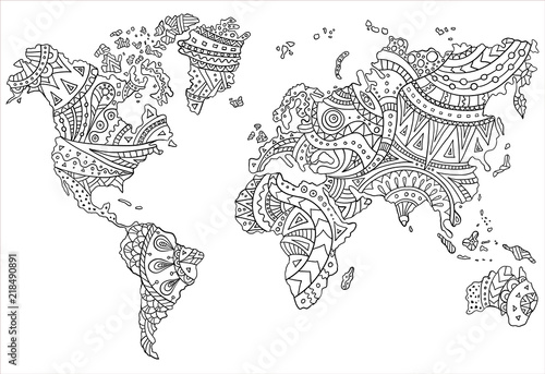 A painted map of the world. Vector illustration.