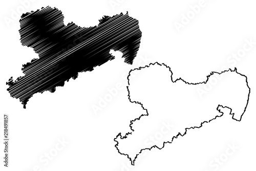 Saxony (Federal Republic of Germany, State of Germany, Free State of Saxony) map vector illustration, scribble sketch Saxony map