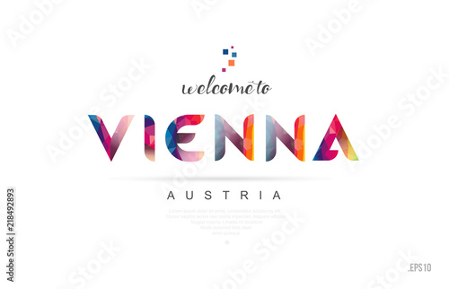 Welcome to vienna austria card and letter design typography icon