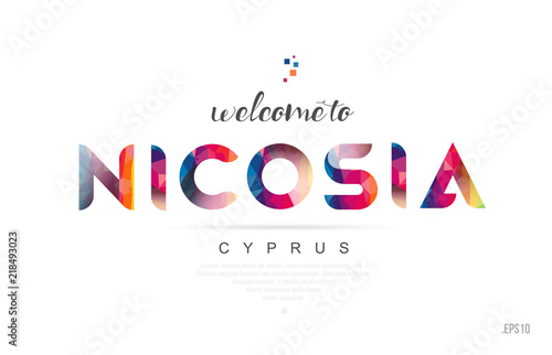 Welcome to nicosia cyprus card and letter design typography icon