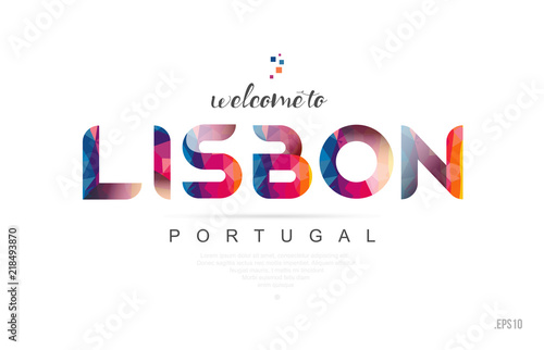 Welcome to lisbon portugal card and letter design typography icon
