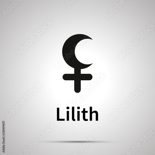 Lilith astronomical sign, simple black icon with shadow photo