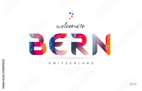 Welcome to bern switzerland card and letter design typography icon