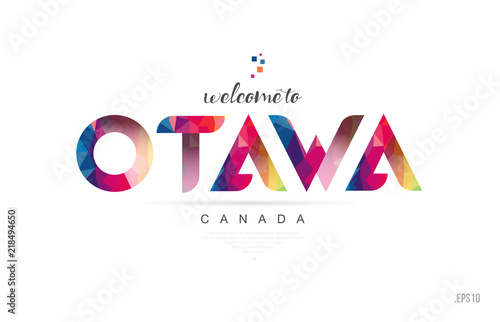 Welcome to ottawa canada card and letter design typography icon
