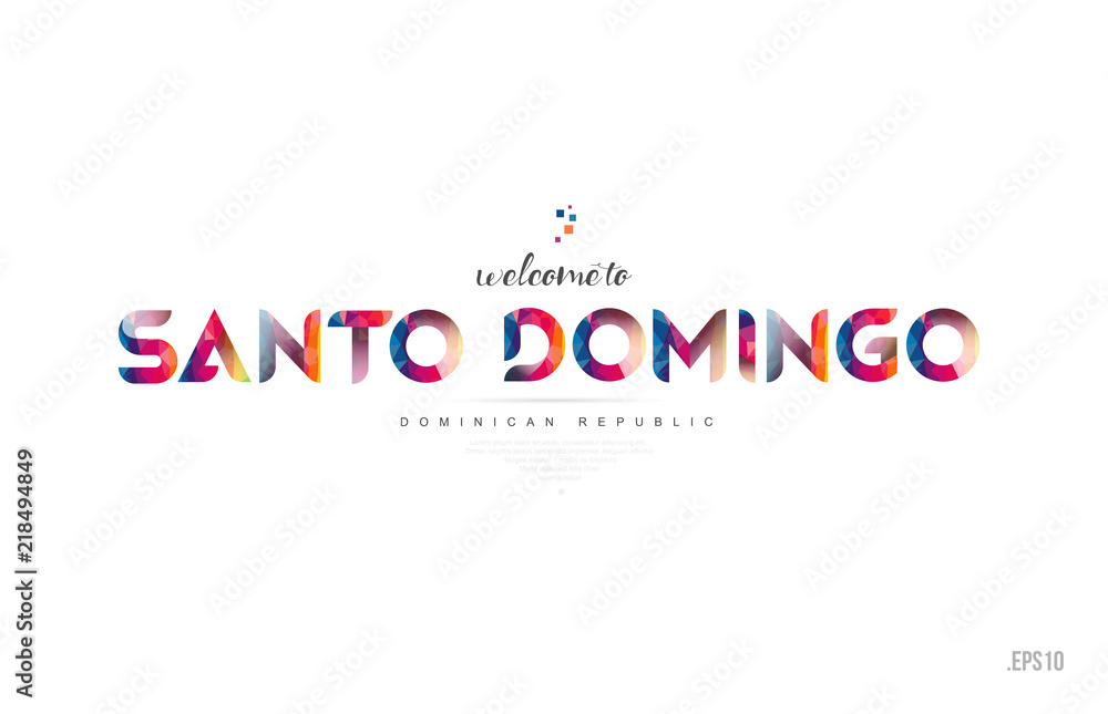 Welcome to santo domingo dominican republic card and letter design typography icon - obrazy, fototapety, plakaty 