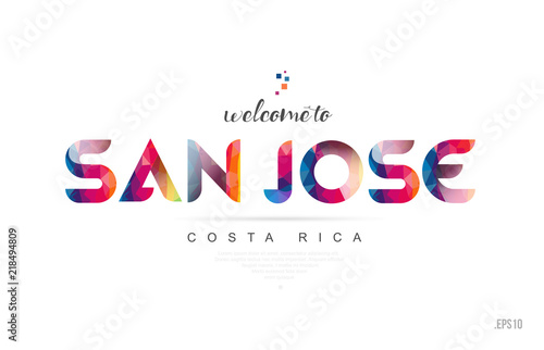 Welcome to san jose costa rica card and letter design typography icon