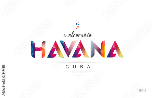 Welcome to havana cuba card and letter design typography icon